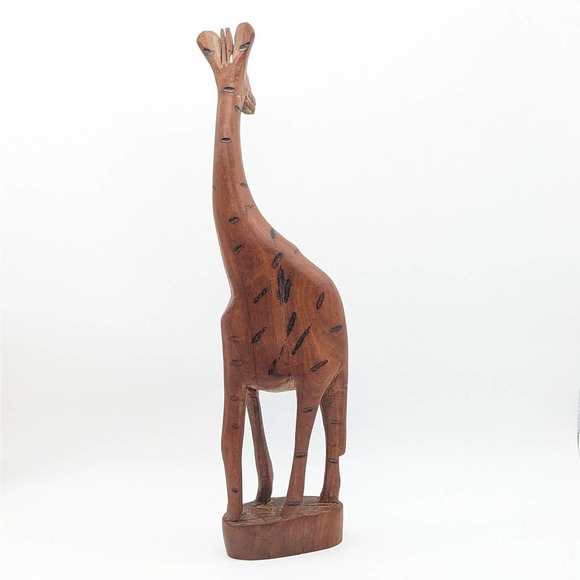 Vintage Hand Carved Wooden Giraffe Figurine Made in Kenya (Repaired) - Picture 4 of 12